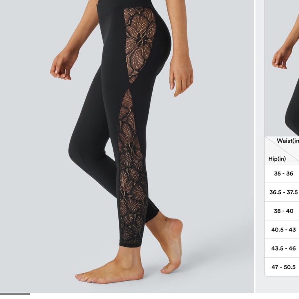 Halara Black Leggings with Lace Detail